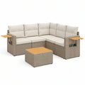 3-teiliges Ecklounge-Set aus Polyrattan, Naturbeige, 180 x 180 x 82 cm