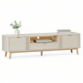 TV-Lowboard 180 x 40 x 50 cm mit 2 Türen, 1 Schublade und offenem Fach, Creme/Naturholz