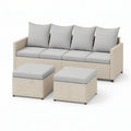3-teiliges Gartensofa-Set aus Polyrattan, 280 x 80 x 80 cm, Beige/Grau