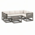 Gartenlounge Ecksofa mit Couchtisch 210 x 210 cm Kiefernholz Grau/Creme