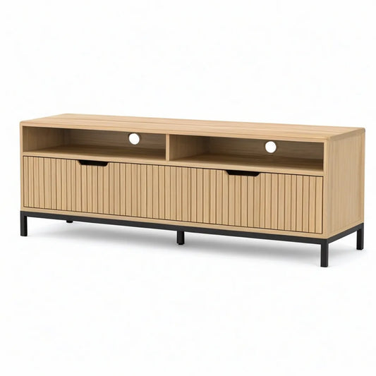 TV-Lowboard 160 x 40 x 55 cm aus Holzwerkstoff in Natur/Schwarz