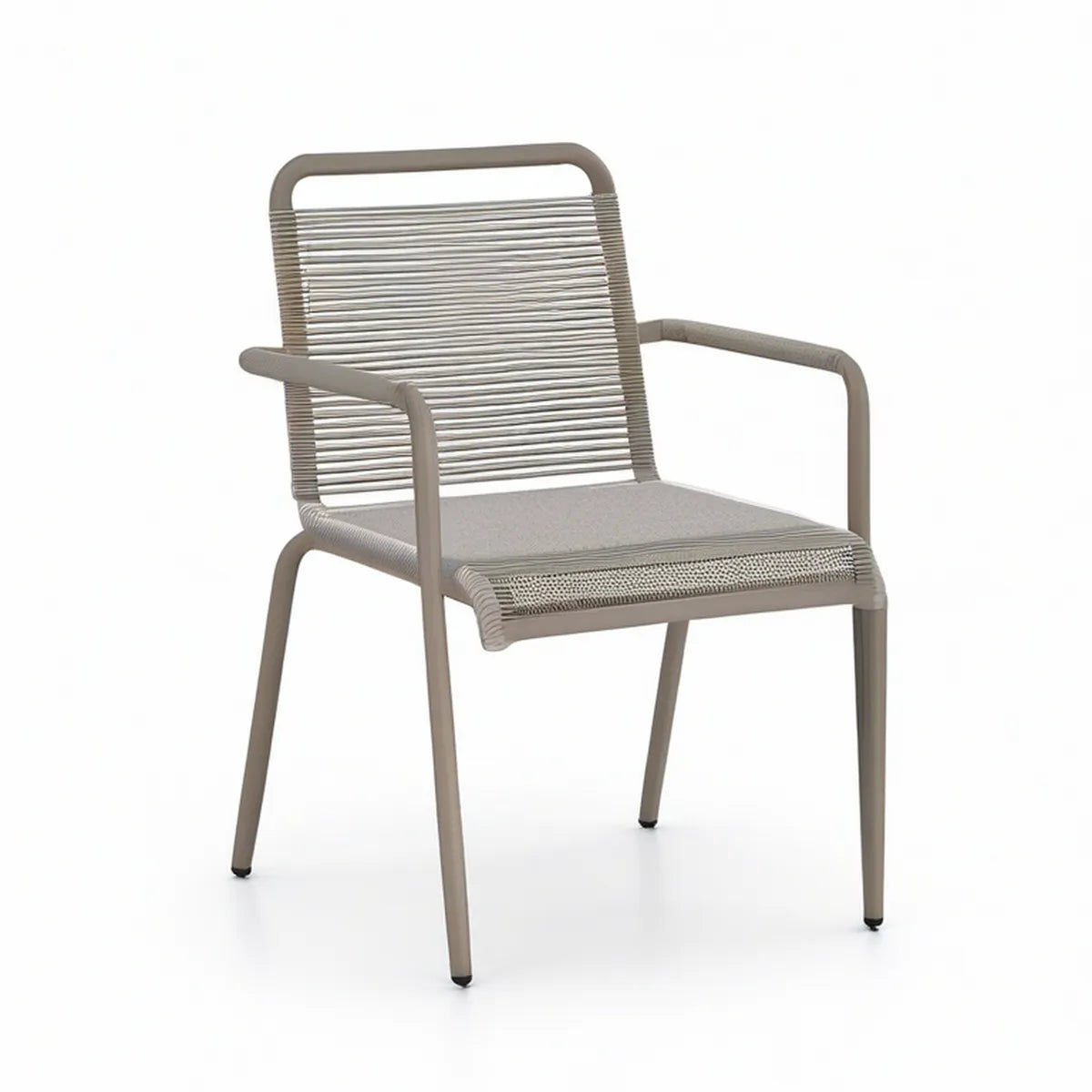 Gartenstuhl mit Armlehnen, Stahl und Polyethylen, Taupe, 56 x 58 x 84 cm