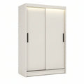 Schwebetürenschrank 120 x 60 x 200 cm aus melaminharzbeschichteter Spanplatte Weiss