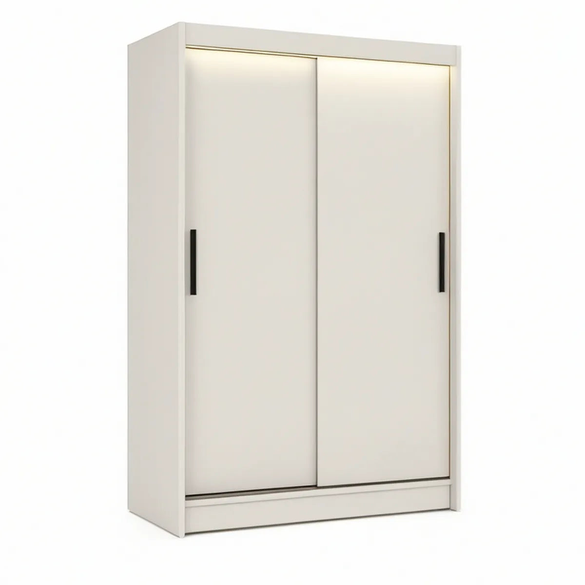 Schwebetürenschrank 120 x 60 x 200 cm aus melaminharzbeschichteter Spanplatte Weiss