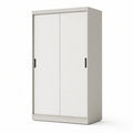 Weisser Schwebetürenschrank mit schwarzen Griffleisten, 120 x 60 x 200 cm